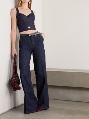 Dolce & Gabbana Navy Denim Corset Top